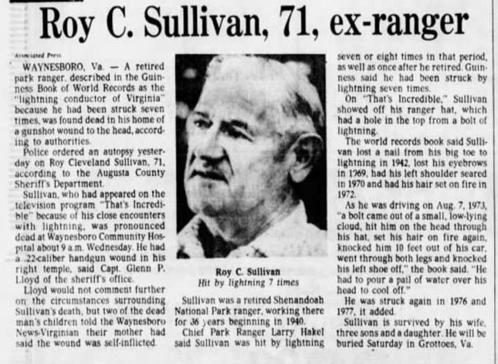 As costas de Roy Sullivan